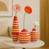 Vase boule rayé - Rouge
