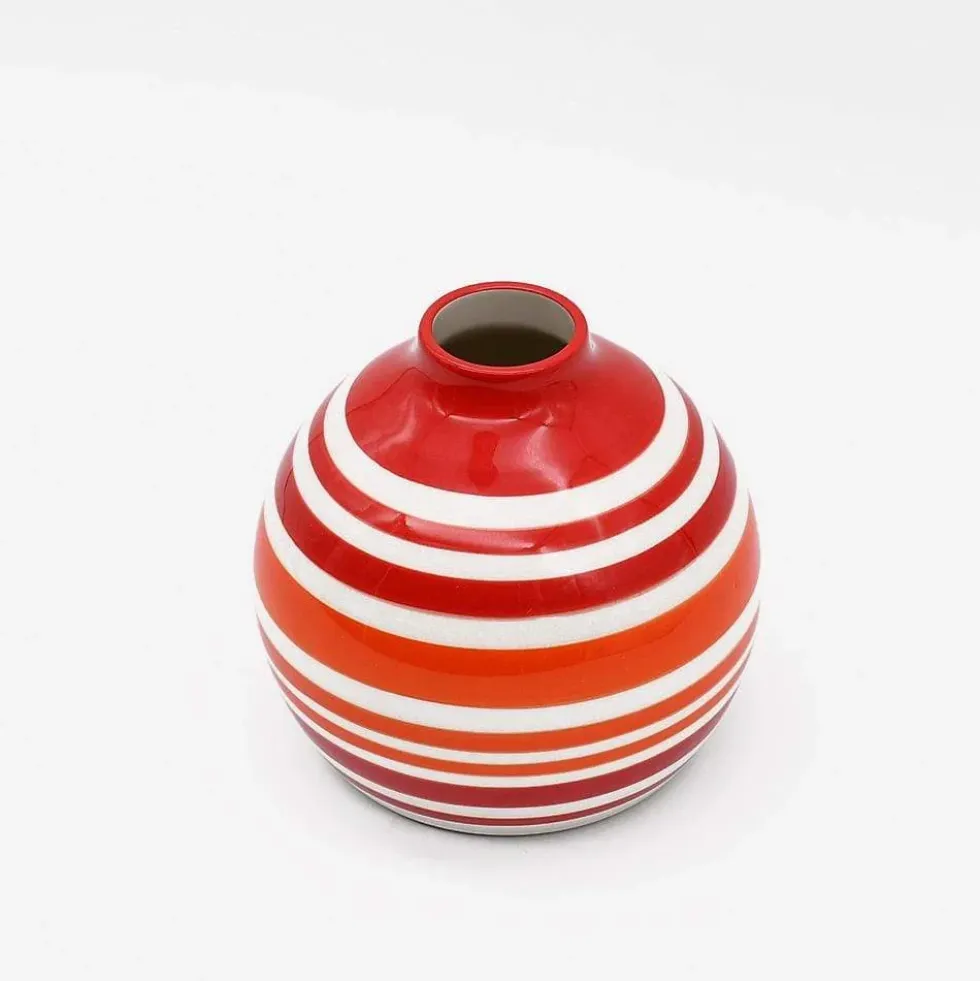Vase boule rayé - Rouge