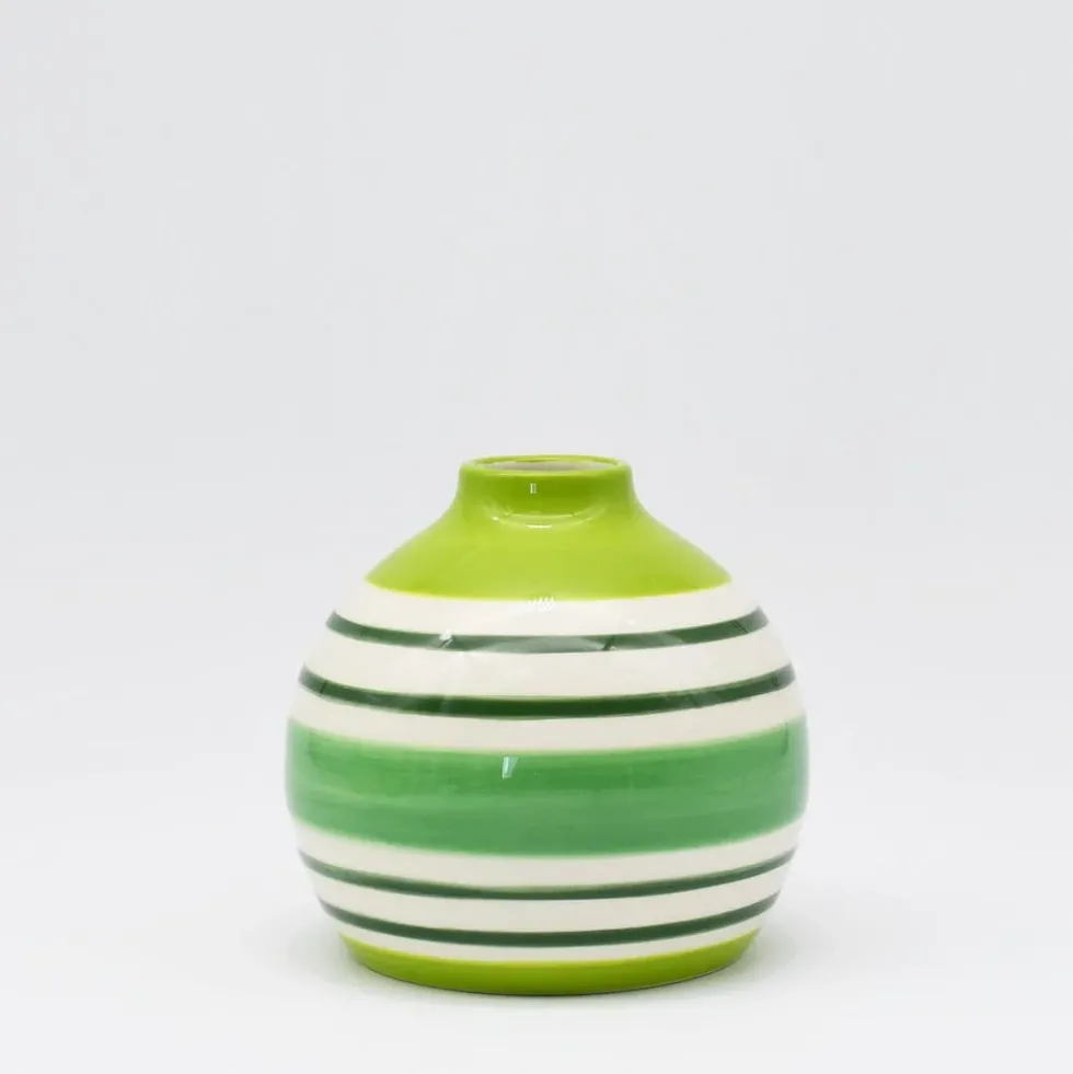 Vase boule rayé - Vert