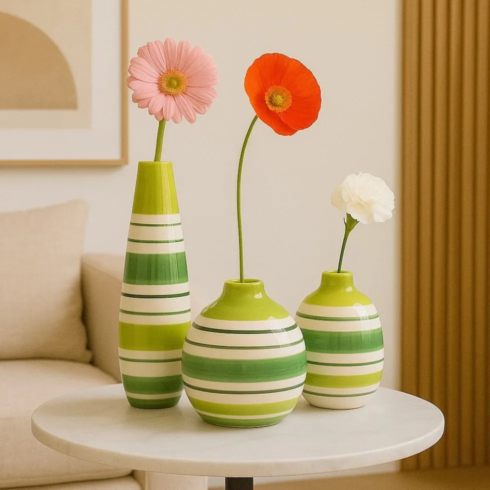 Vase boule rayé - Vert