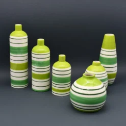 Vase boule rayé - Vert