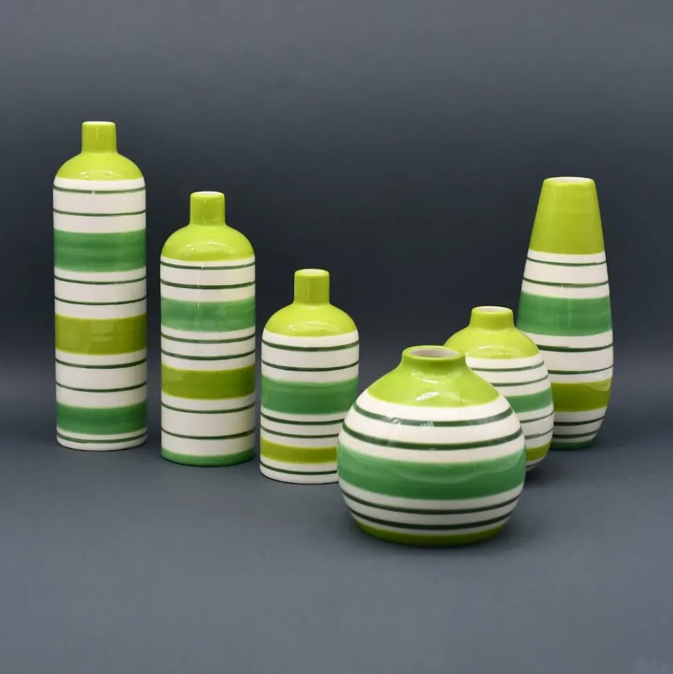 Vase boule rayé - Vert