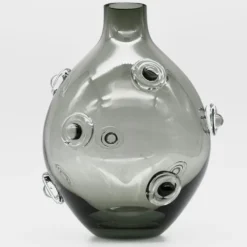 Vase en verre soufflé "Donuts" - Gris