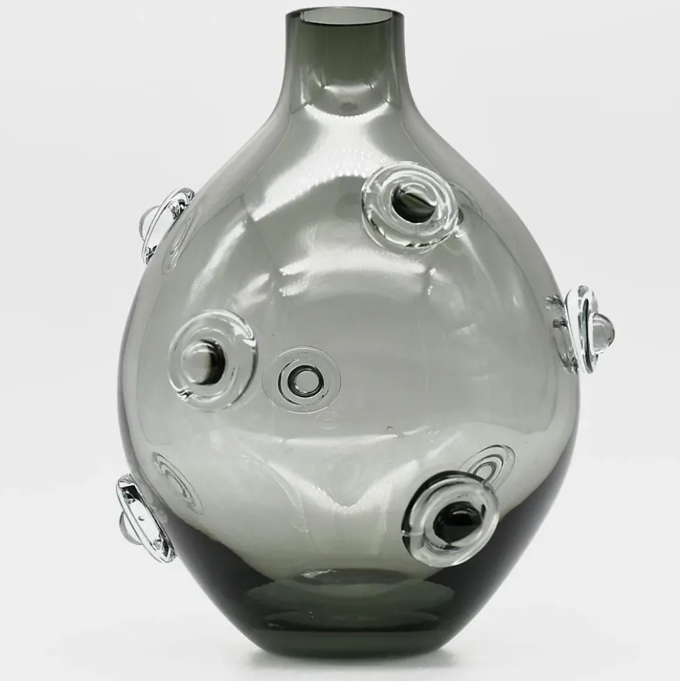 Vase en verre soufflé "Donuts" - Gris