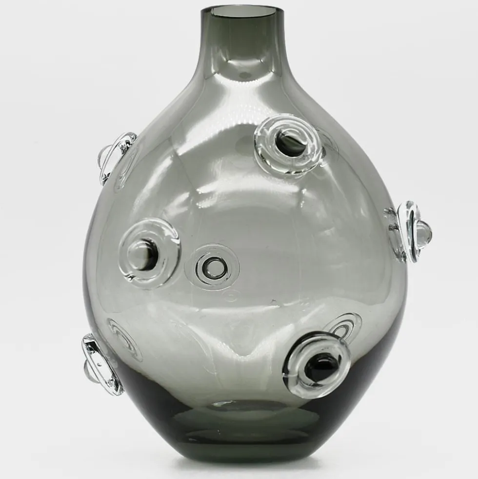Vase en verre soufflé "Donuts" - Gris