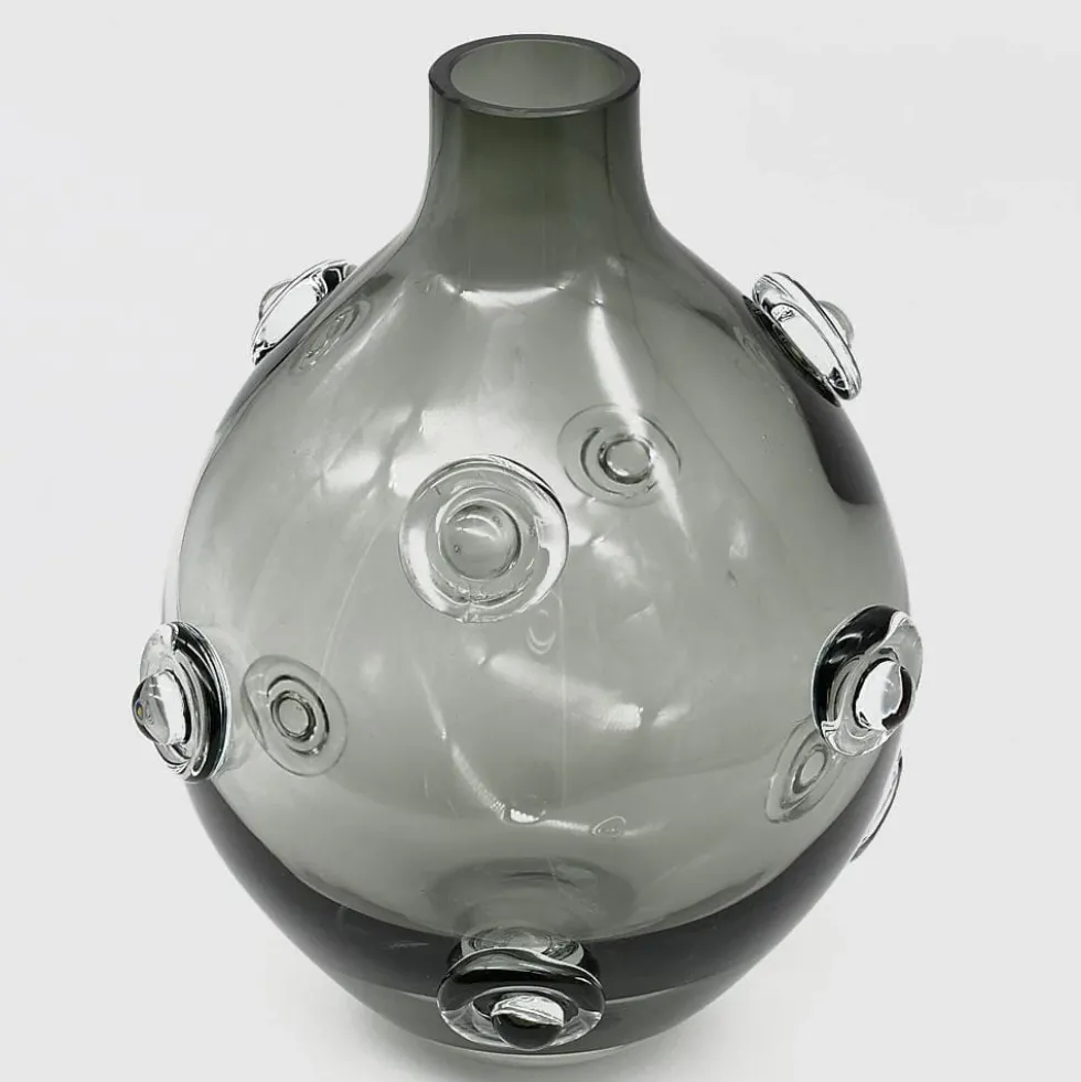 Vase en verre soufflé "Donuts" - Gris