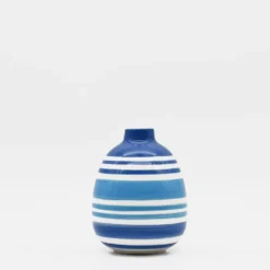 Vase ovale rayé - Bleu