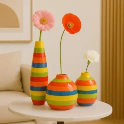 Vase ovale rayé - Multicolore