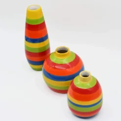 Vase ovale rayé - Multicolore