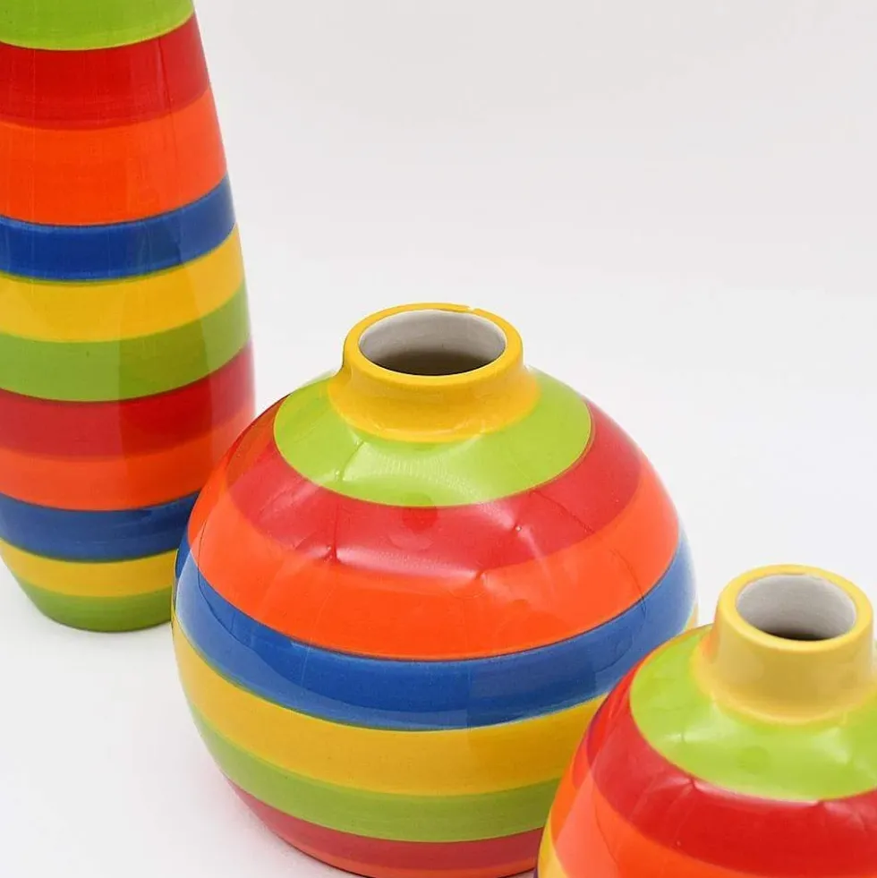 Vase ovale rayé - Multicolore