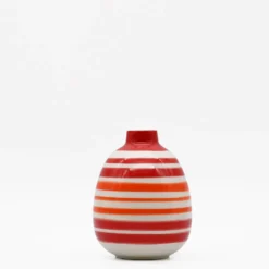 Vase ovale rayé - Rouge