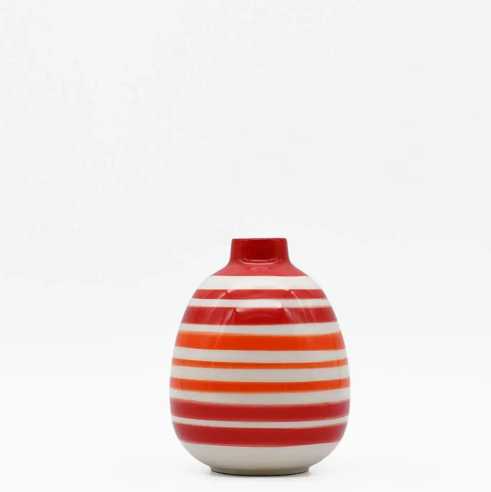 Vase ovale rayé - Rouge