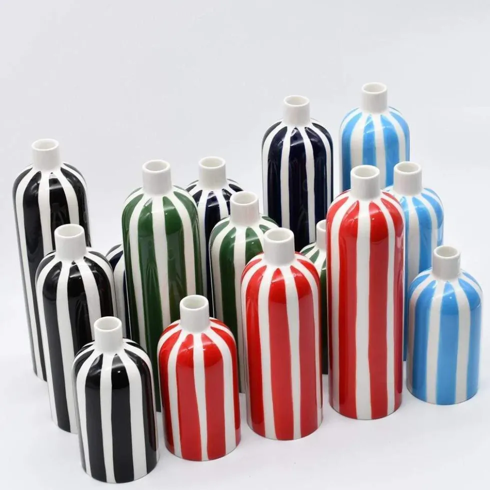 Vase rayé "Costa Nova" - Bleu cobalt