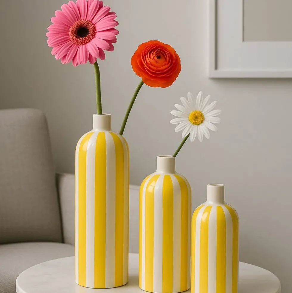 Vase rayé "Costa Nova" - Jaune