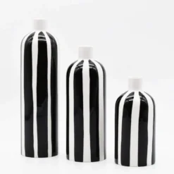 Vase rayé "Costa Nova" - Noir