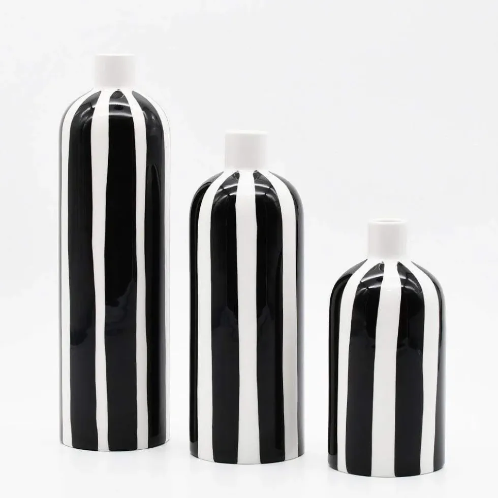 Vase rayé "Costa Nova" - Noir