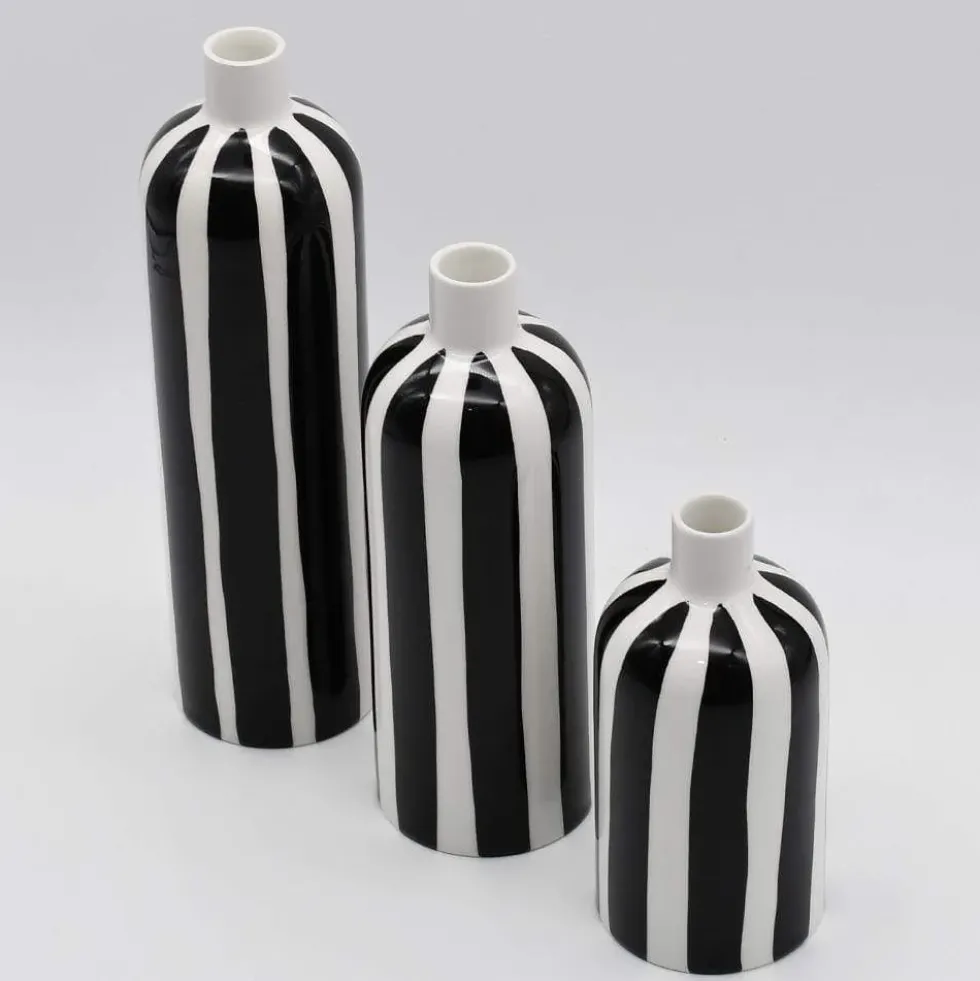 Vase rayé "Costa Nova" - Noir