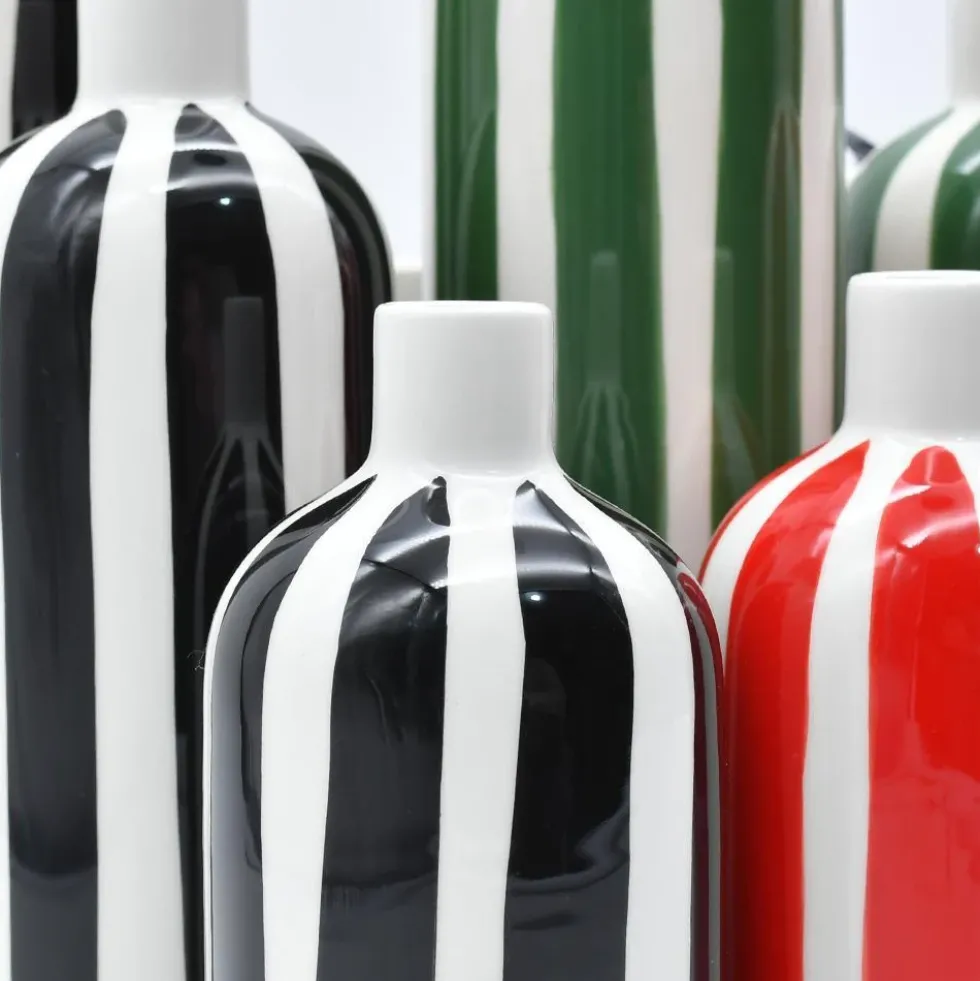 Vase rayé "Costa Nova" - Noir
