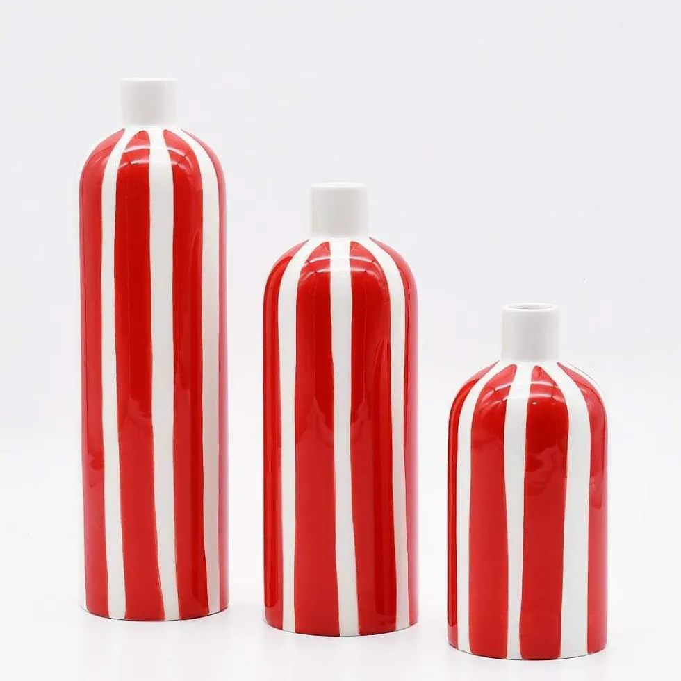 Vase rayé "Costa Nova" - Rouge
