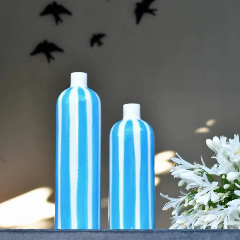 Vase rayé "Costa Nova" - Turquoise